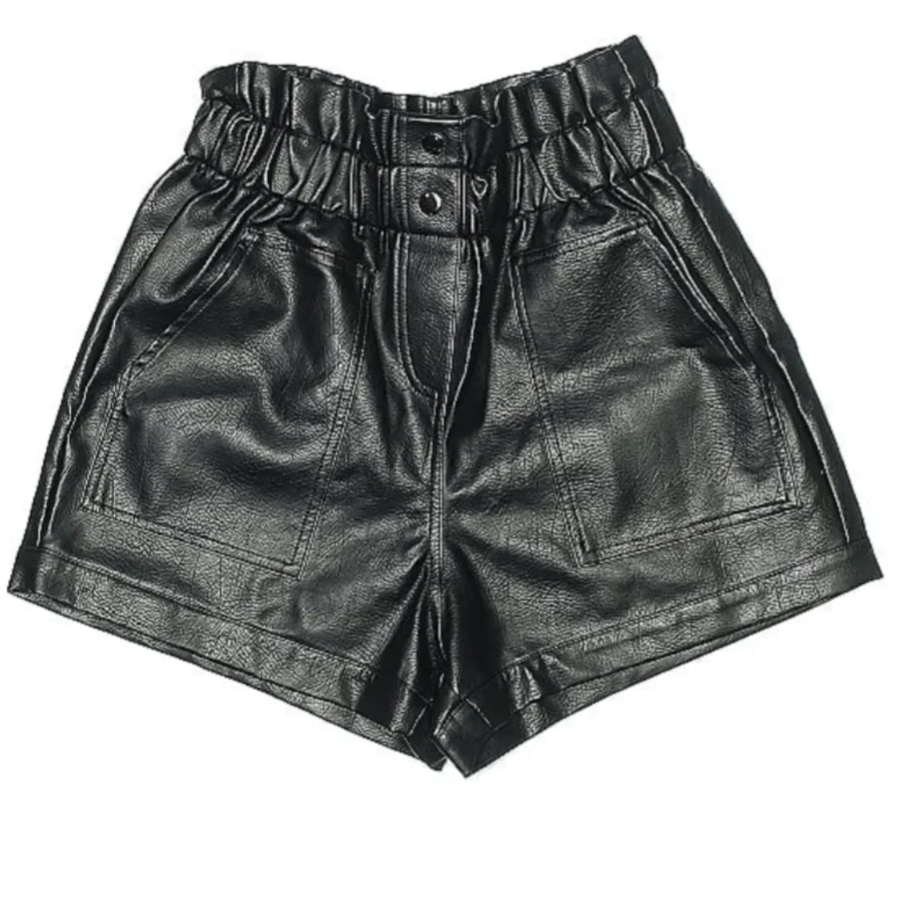Black Vegan Leather High Waisted Shorts